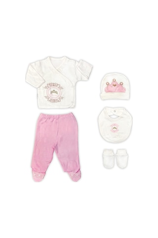 Sema Baby Prenses Lüks 5 Parça Hastane Çıkışı Zıbın Seti Çok Renkli