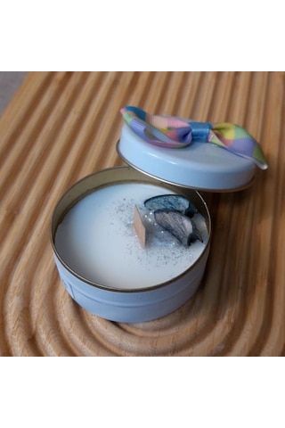 Uretti - Ayşe 7362 6626 El Yapımı Japon Kiraz Çiçeği Kokulu Metal Kutuda Mum - 3 X 7 Cm Beyaz