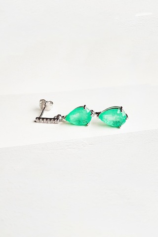 MorMajor Silver Tekli , Ithal Paraiba Tourmalin Taşlı Damla Kesim Gümüş Küpe-7356