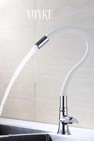 Yayke Beyaz Renkli Oynar Başlıklı Musluk Batarya Başlığı Kobar