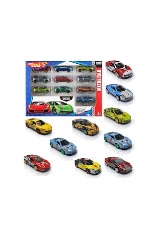 10lu Speed Racer Metal Araba 10 Adet Metal Yarış Arabası Karışık Renkler Ve Modeller