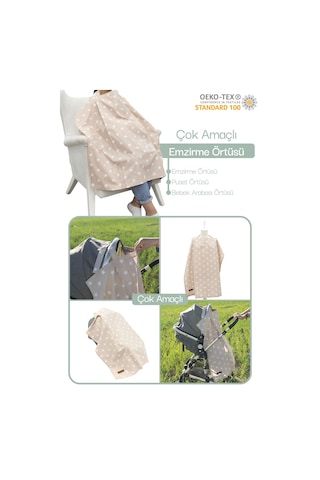 Mordesign Çok Amaçlı Bebek Emzirme Örtüsü/önlüğü Puset, Bebek Arabası Örtüsü, Extra Büyük, Yıldız Seri, Kahve Zg10030