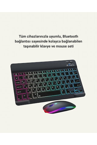 Türkçe - 346 - Q Klavye Düzenli Rgb Kablosuz Klavye - Glblseme - Mouse Set Diğer