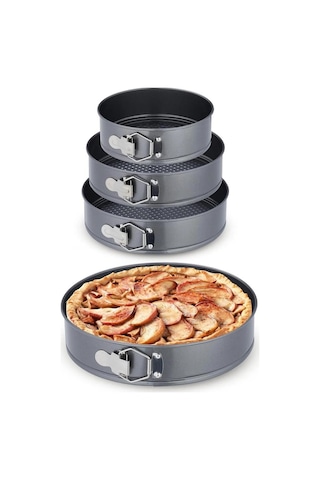 Kapris 3 Lü Kelepçeli Kek Kalıbı Seti 24-26-28 Cm Kap-520 Antrasit