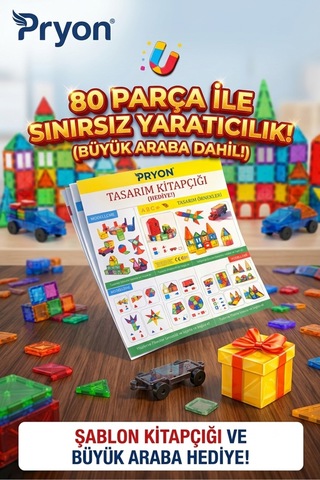 80 Parça Manyetik Zekâ Blokları Seti - Araba Ve Tasarım Kitapçığı Hediyeli Eğitici Oyuncak Stem Uyu
