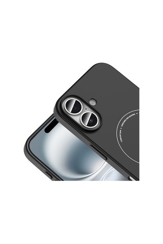 Apple iPhone Uyumlu 17 Kılıf M-safe Şarj Özellikli Kamera Korumalı Zore Elio Sert Pc Kapak - Siyah