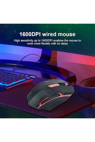 Konesam 1600 Dpı Işıklı Kablolu Mouse - Ergonomik Tasarım, Plug & Play, Oyun Ve Ofis Kullanıma Uygun, Windows Ve Macos Desteği