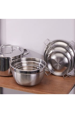 Ikea Cıklıd 3'lü Paslanmaz Çelik Saklama Kabı Seti 1 / 2 / 3 L Krom