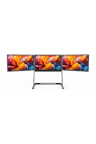 Ultrax 15.6" Üçlü Taşınabilir Monitör Katlanabilir Ayaklı Çoklu Ekran Full Hd Ips