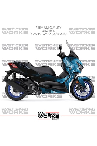Yamaha Xmax Kaplama Sticker Blue Punisher Design Motor Kaplama Modeli Hazır Kit 2017-2022 Uyumlu