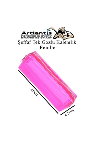 Artlantis Şeffaf Kalemlik 1 Adet Tek Gözlü Transparan Kalem Kutusu Fosforlu Renkli Silikon Tek Bölmeli Makyaj Kozmet Genel