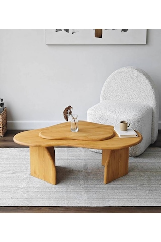 Meltedi Masif Ağaç Tasarım Orta Sehpa 96 X 65cm Teak