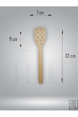 Gürgen Ağacı El Yapımı Tahta Ahşap Süzgeç Servis Spatula 32cm