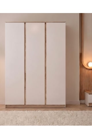 Asel 3 Kapaklı Elbise Dolabı Modern Gardırop Kıyafet Dolabı Beyaz
