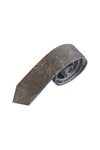 Elifebru Exclusive Handicrafts Ebru Sanatı Saten Kumaş Erkek Gri Beyaz Kravat Sakr 141 Gri 001