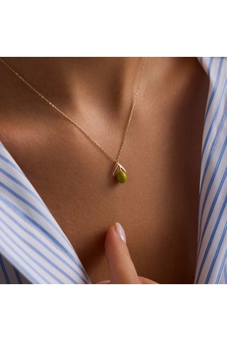 Sembolgold Yeşil Zeytin Altın Kolye 45 Cm T14358 Renkli