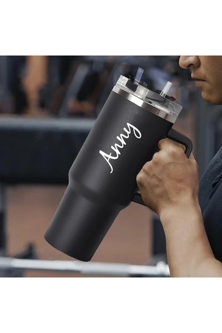 Brightnova Customizable Tumbler 40oz Paslanmaz Celik Termos Matara Pink Dz0004 Kapak Ve Pipetli Kişiselleştirilebilir Hediye 07 Beyaz