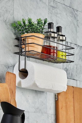 Yapışkanlı Raflı Kağıt Rulo Havluluk Peçetelik Havlu Kağıltlık Siyah Banyo Mutfak Düzenleyici Raf -s Diğer