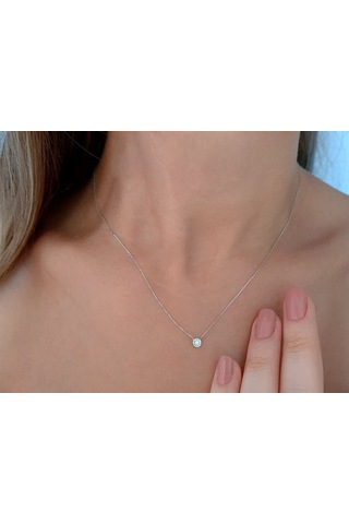 Sirius F Renk 0,12 Karat Pırlanta Tektaş Yuvarlak Kolye 0804P0165