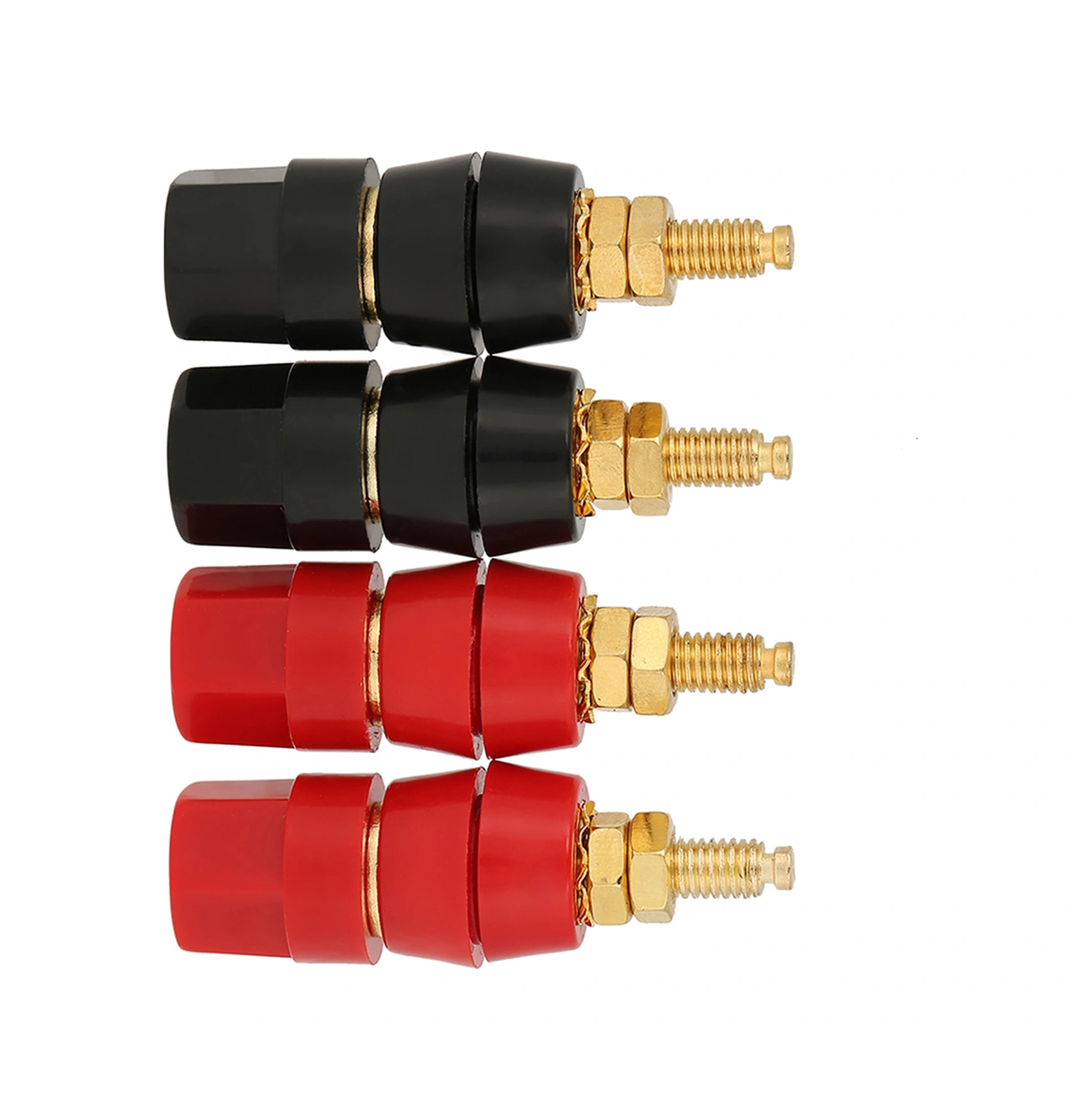 Tenfowee 4 Adet Altın Kaplı Hoparlör Bağlantı Terminali Kırmızı-siyah , 4mm Muz Plug Uyumlu, Amfi Ve Ses Cihazları İçin Kolay Kurulum