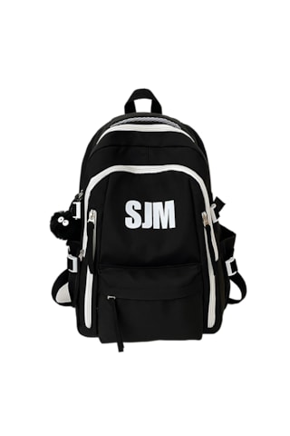 Retro Öğrenci Bilgisayarı Sırt Çantası-siyah Siyah