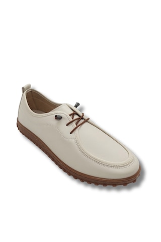 Tarzbu Casual Topuk Dikeni İçin Ortapedik Tabanlı Loafer Makosen Kadın Günlük Yumuşak Ayakkabı Tarzloafer2086 Krem