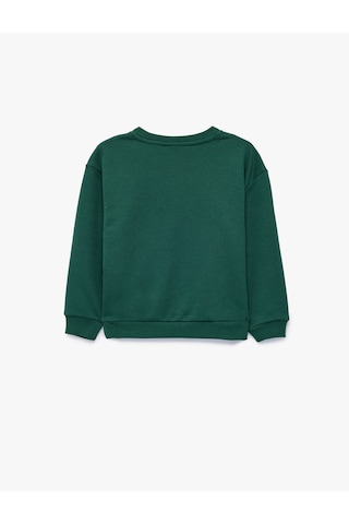 Koton Pamuklu Uzun Kollu Bisiklet Yaka Oversize Sweatshirt Yeşil 7wmb10060tk