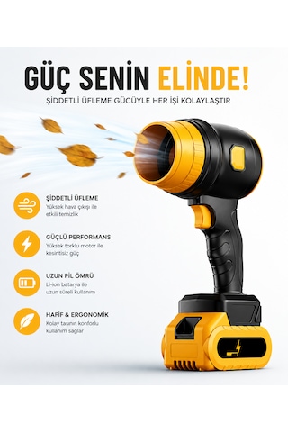 48v Şarjlı Turbo Hava Üfleyici Fan Kablosuz Güç Maksimum Performans Güçlü Yaprak Üfleme & Araç Temizleme