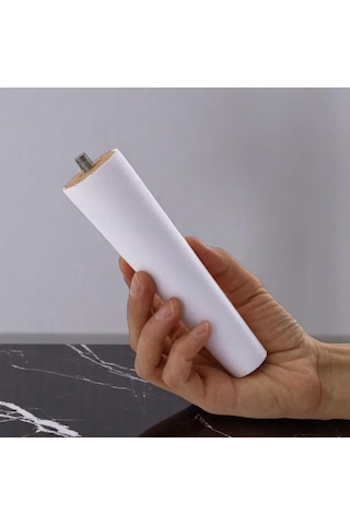 8 Adet Ahşap Ayak 15 Cm Beyaz M8 Civatalı Bağlantı Aparatlı Dolap Mobilya Koltuk Kanepe Destek Ayağı Ayakları Beyaz