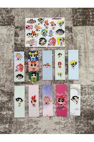 Powerpuff Girls Kitap Ayraç Ve Stickers Çıkartma Seti Pytkstkryr4