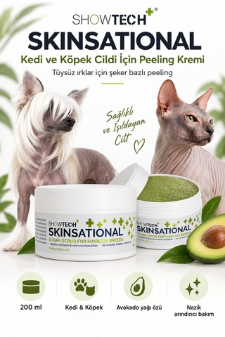 Showtech Skinsational Tüysüz Kedi Ve Köpek Cildi İçin Peeling Kremi 200 Ml