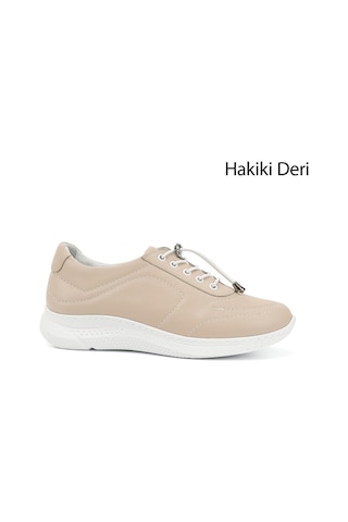 Gönderi(R) Gönderi R Kadın Bej Bağcıklı Dolgu Taban Hakiki Deri Sneaker Ddza80742320 Bej