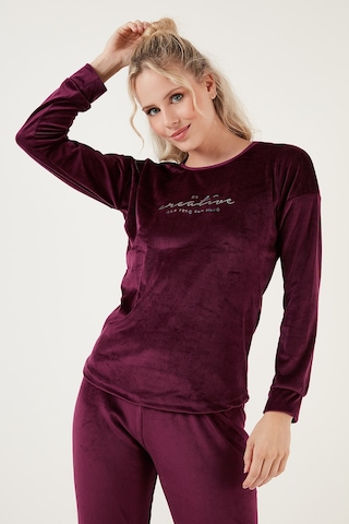 Lela Regular Fit Yumuşak Dokulu Kadife Bayan Pijama Takımı 6094200W4 Mor