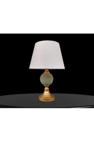 Alyoşa Abajur Eskitme Metal Yeşil Seramik Krem Şapka Haki