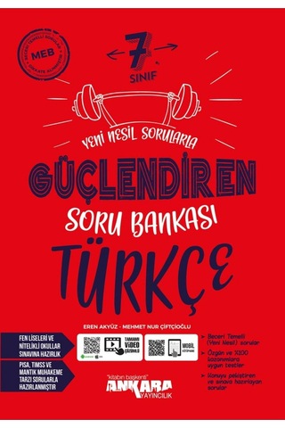 Ankara Yayınları 7. Sınıf Güçlendiren Türkçe + Matematik Soru Bankası Seti