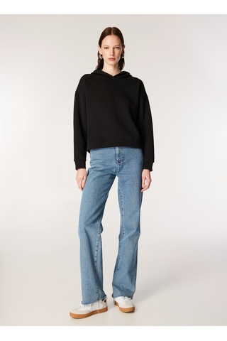 Mustang Siyah Kadın Kapüşon Loose Fit Düz Sweatshirt M4wl-swt-1936