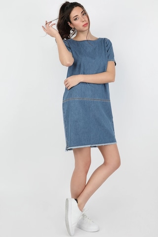 Kadın Kot Elbise Açık Mavi Çok Renkli