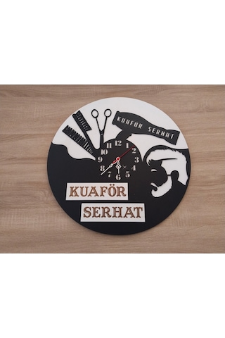 Kuaforler İçin Şık Ve Modern Duvar Saati No1042 Siyah