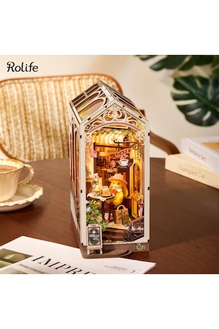 Rolife Tgb15 Holiday Cafe Kitap Köşesi Book Nook Dıy Minyatür Maket Model Seti Mini Dollhouse 3d Model Kit Detaylı Dekoratif Hobi Seti 3d Puzzle Tiny House