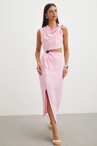 Uterpe Drapeli Cut-out Elbise Pembe