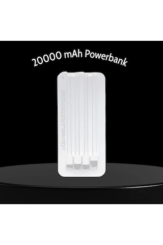 Plentiful 20000 Mah Powerbank 4 İn 1. Kendinden Çoklu Kablo Girişli Beyaz BEYAZ