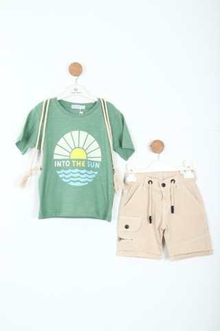 Xo Kids Erkek Çocuk Alt Üst Şort Takım 2-7 Yaş 3153 Yeşil