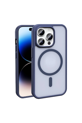 Nourthkiingdom Apple Uyumlu iPhone 14 Pro Max Kılıf Magsafe Şarj Özellikli Mat Arka Yüzey Nrtk Sio Kapak-lacivert Lacivert