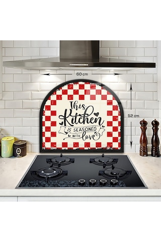 Decorita Cam Ocak Arkası Koruyucu | Oval Şekilli | Kitchen Love