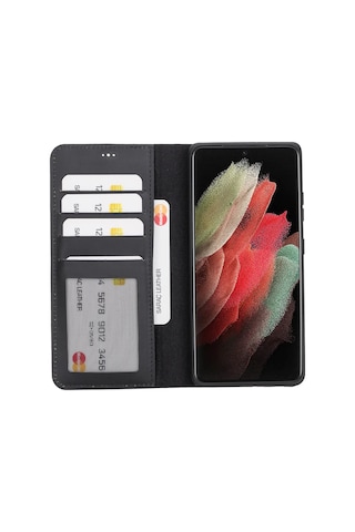 Galaxy S21 Ultra Uyumlu Manyetik Hakiki Deri Cüzdan Kılıf ,cüzdan Taşımaya Son, Kredi Kart Yuvalı Diğer