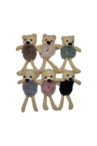 Ayıcıklı Peluş Kız Çocuk Lastik Toka & Ayna Seti Kahverengi