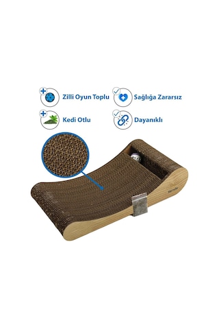 Herniks Doğal Kedi Otlu ve Zilli Toplu Kedi Tırmalama Kartonu Hr2023 44 CM