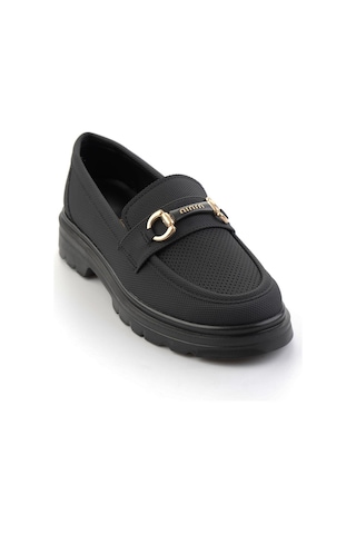 Bambi Siyah Kadın Loafer Ayakkabı K01536103737 Siyah
