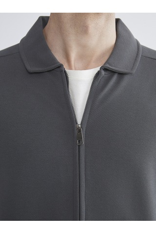 Lcwaıkıkı Classic Antrasit Standart Kalıp Polo Yaka Erkek Fermuarlı Sweatshirt