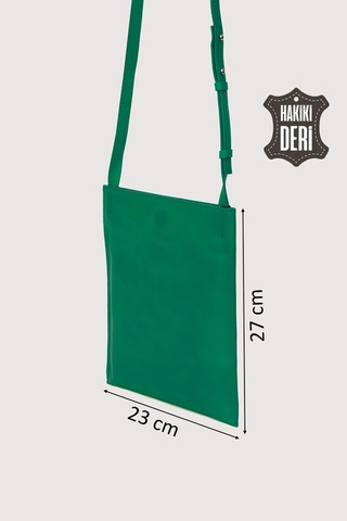 Hakiki Deri Kadın Omuz Çantası Yeşil Smr8978 Yeşil